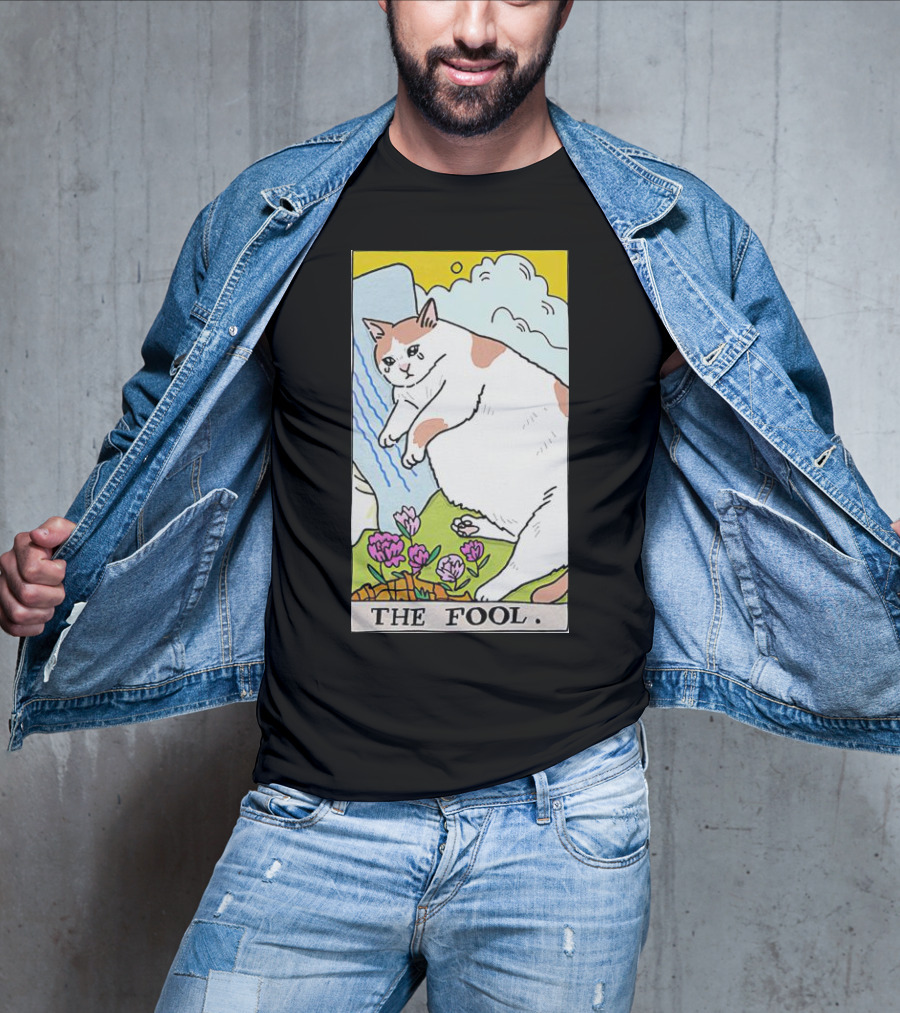 Sad Cat The Fool Tarot Card Cute Feline T-Shirt