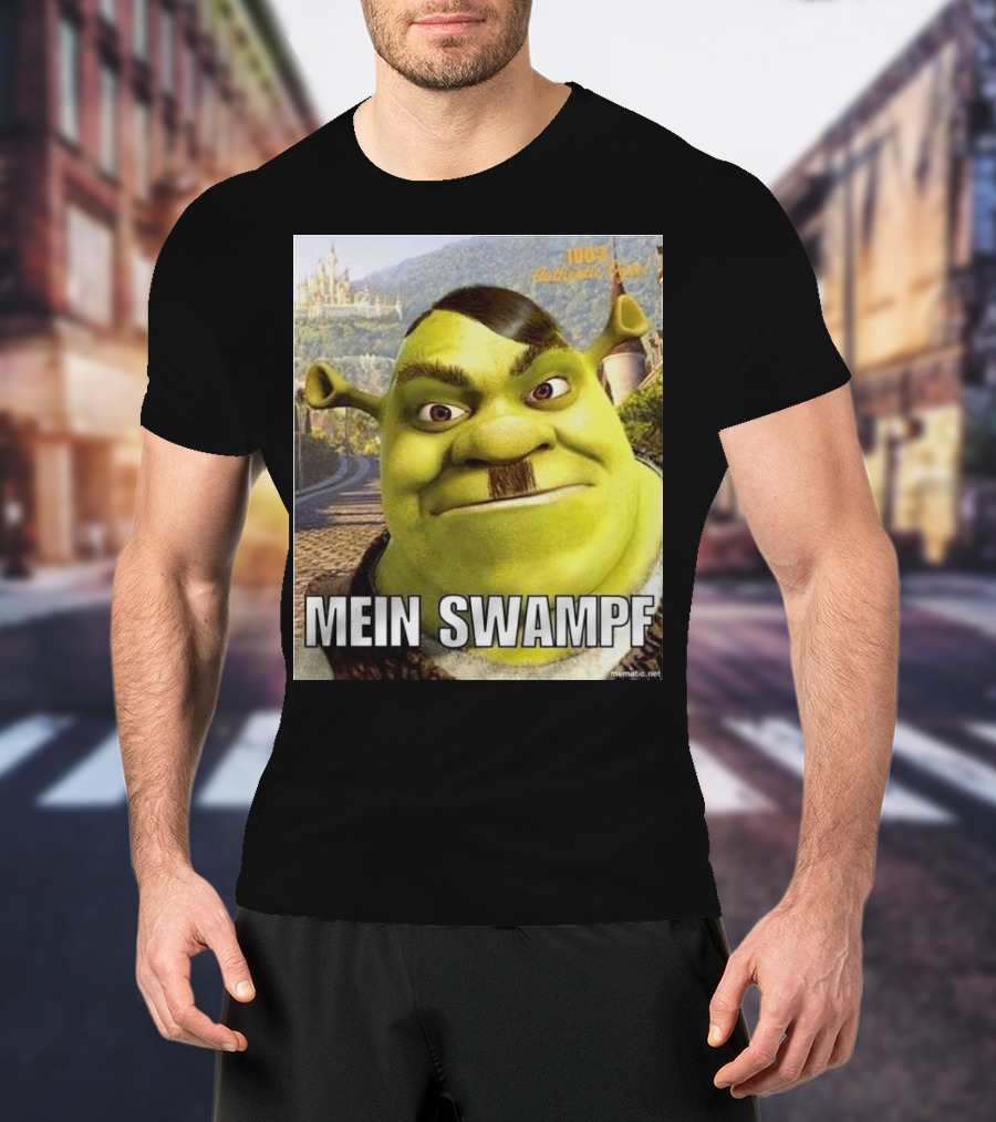 Shrek Mein Swampf Mematic Pixel Art Castle Background T-Shirt
