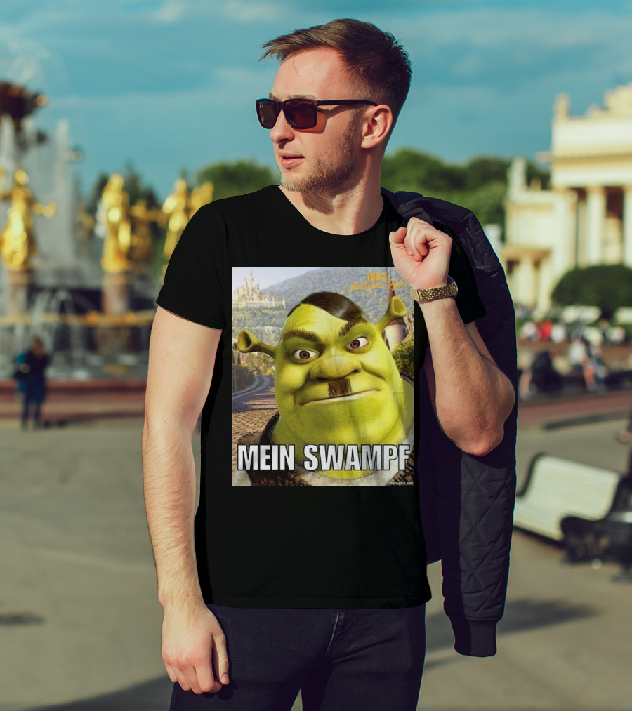 Shrek Mein Swampf Mematic Pixel Art Castle Background T-Shirt