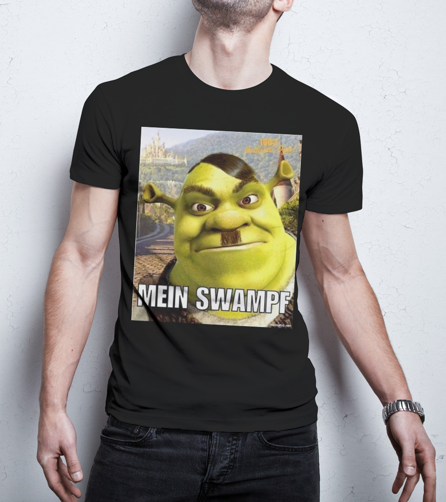 Shrek Mein Swampf Mematic Pixel Art Castle Background T-Shirt