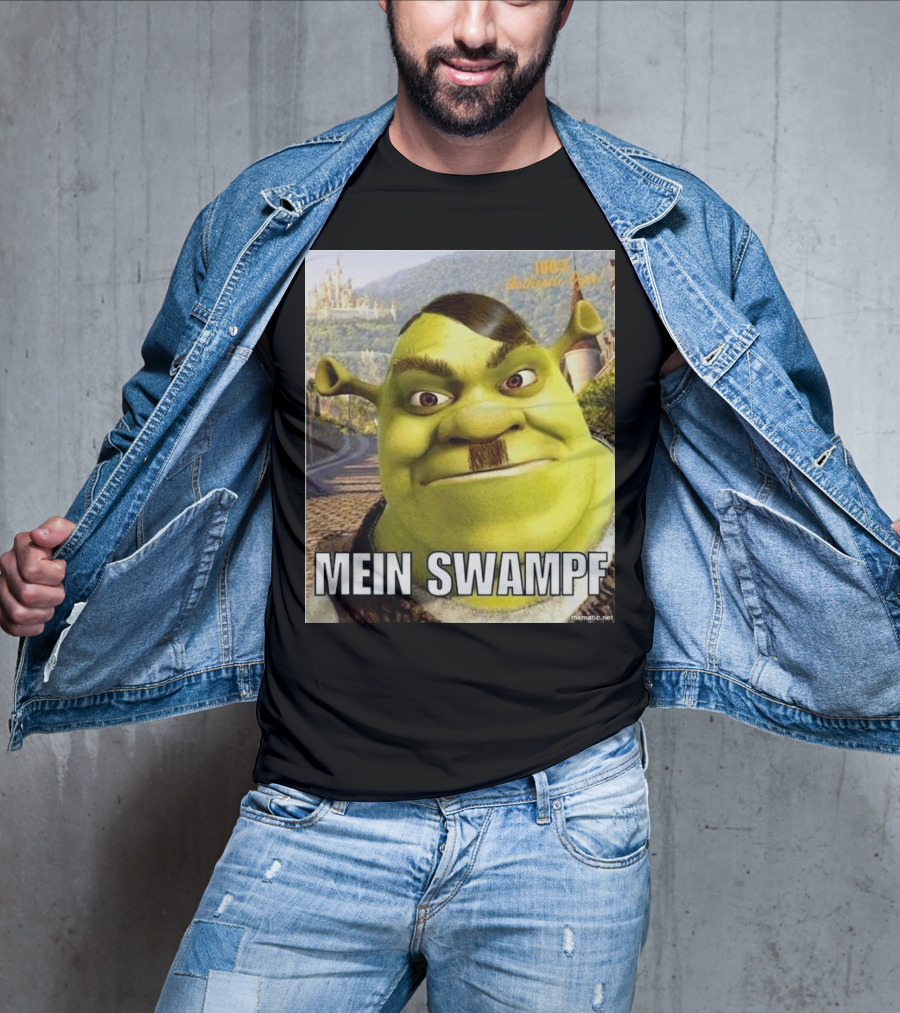 Shrek Mein Swampf Mematic Pixel Art Castle Background T-Shirt