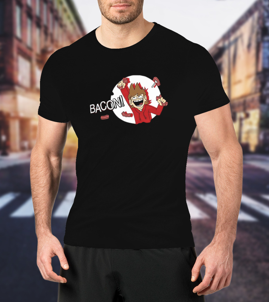 Tord Enthusiastic Bacon Celebration Cartoon T-Shirt