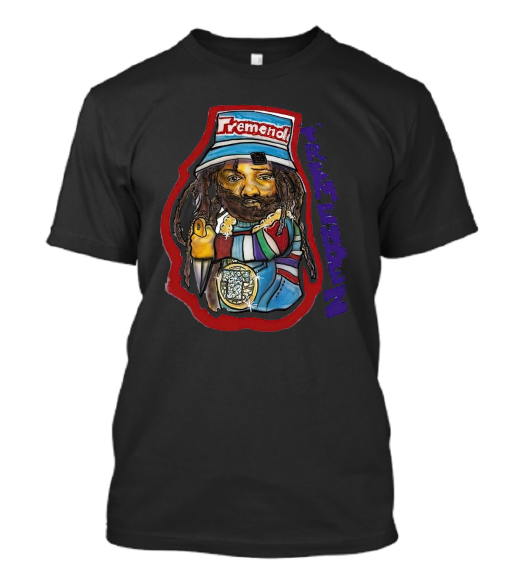 Tremendz Tremendez King Phade Art Stylized Character With Colorful Clothing And Hat T-Shirt