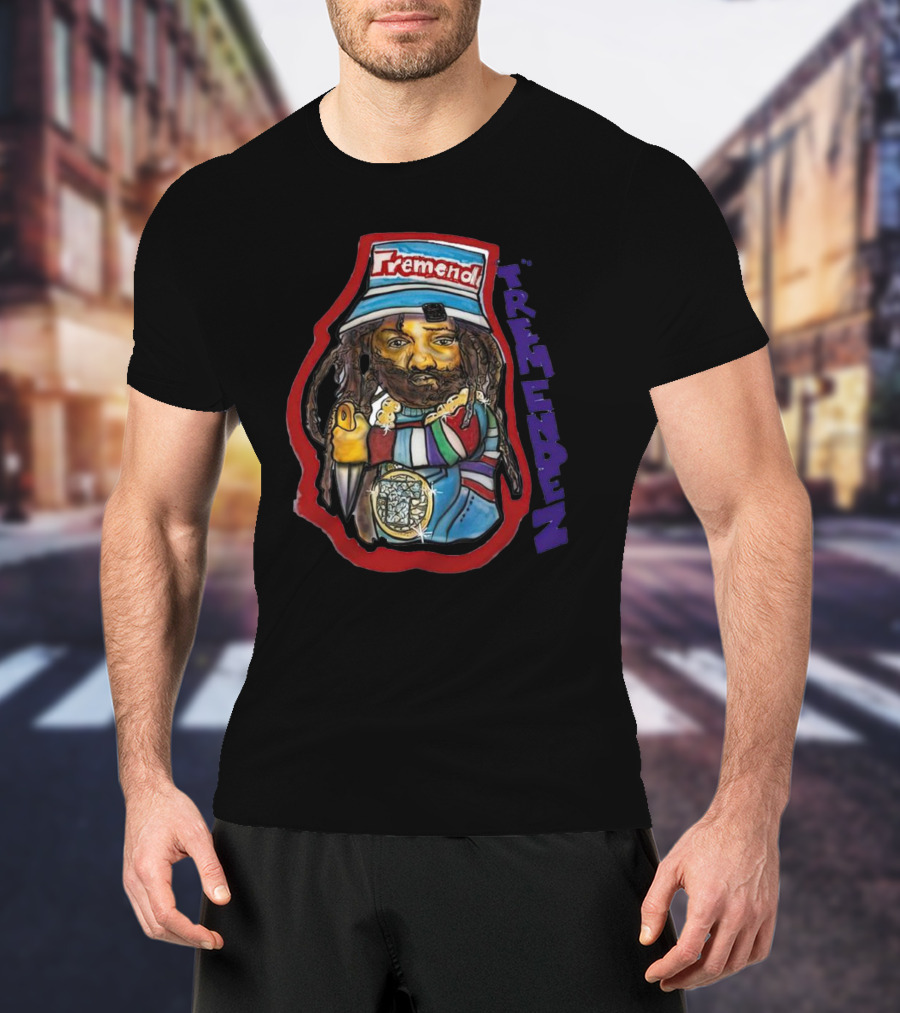 Tremendz Tremendez King Phade Art Stylized Character With Colorful Clothing And Hat T-Shirt