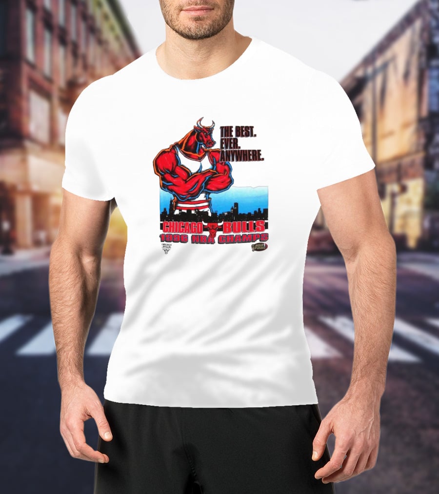 Chicago Bulls 1996 NBA Champs The Best Ever Anywhere Bulls United Center Skyline T-Shirt