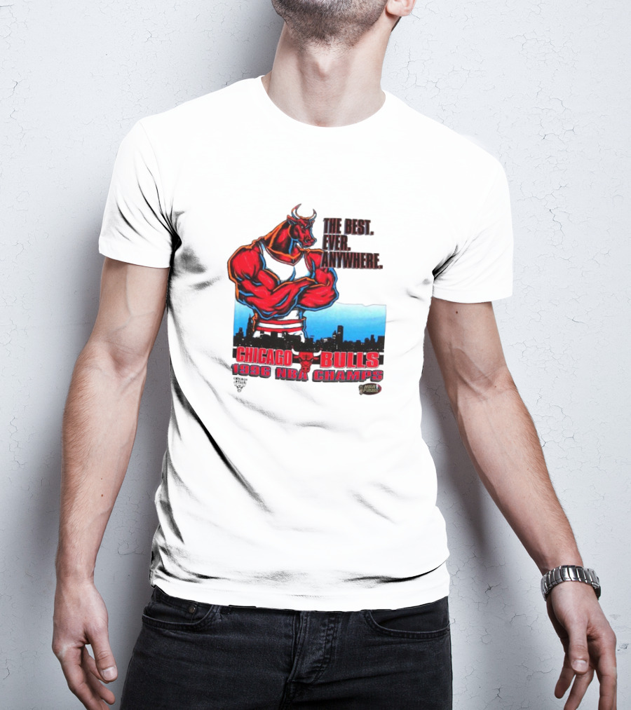 Chicago Bulls 1996 NBA Champs The Best Ever Anywhere Bulls United Center Skyline T-Shirt