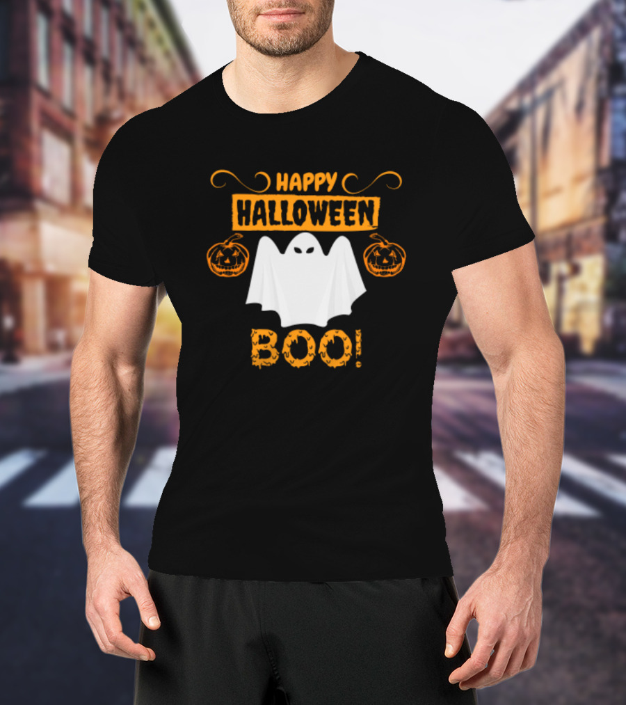 Happy Halloween Boo Ghost And Pumpkins Fun T-Shirt