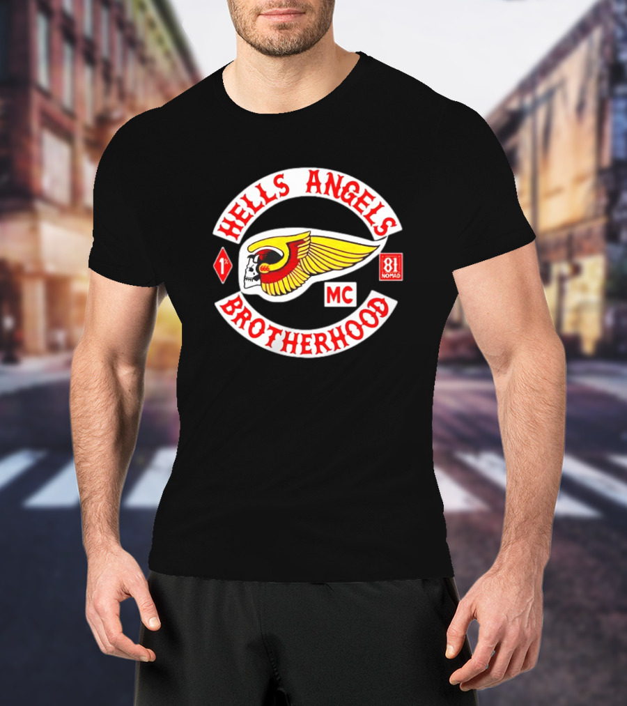 Hells Angels Brotherhood MC Skull Wing 81 Nomad 1% T-Shirt