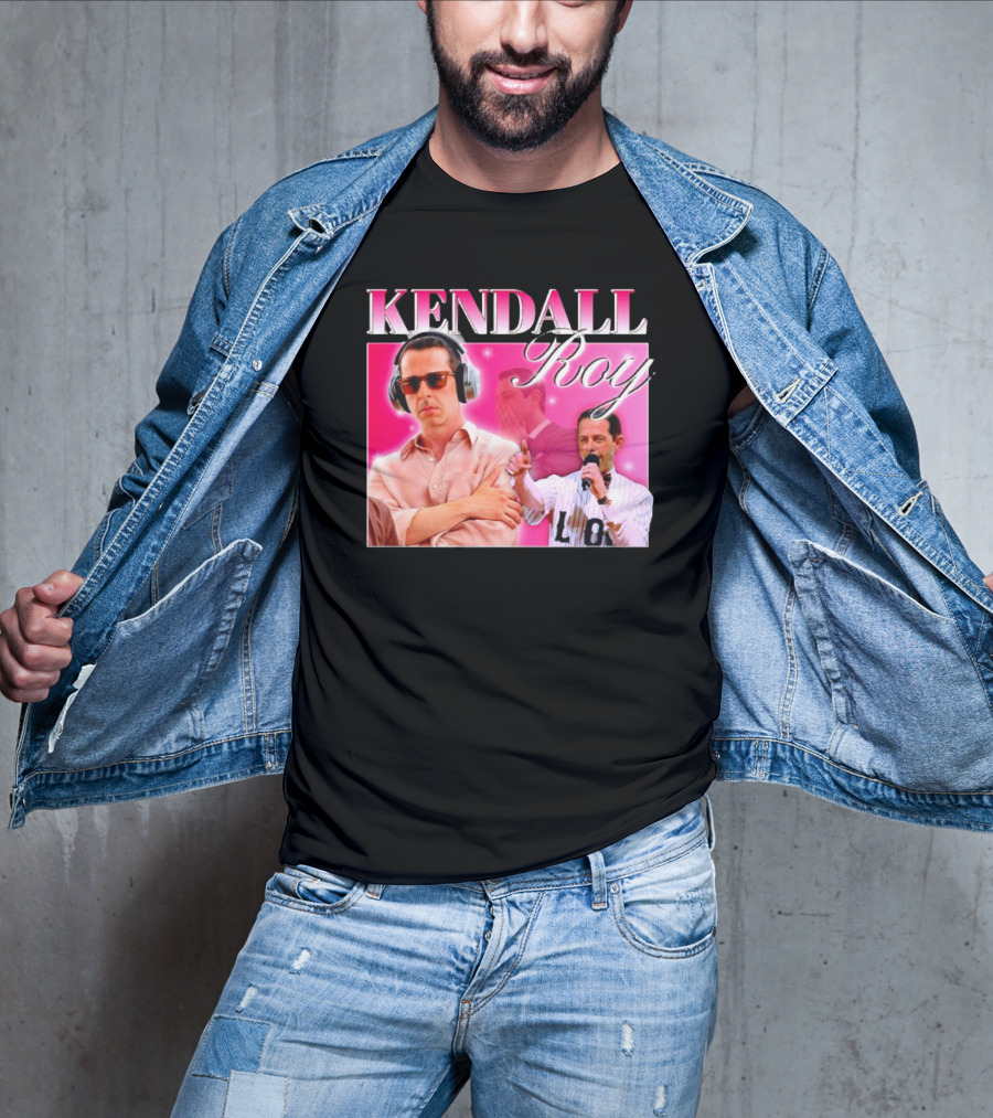 Kendall Roy Vintage Homage Pink Background Music And Microphone T-Shirt