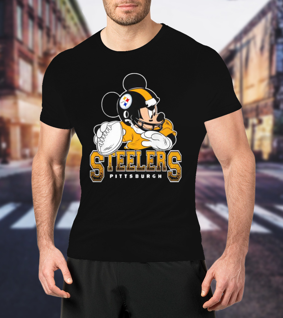 Pittsburgh Steelers Mickey Mouse NFL Football Quarterback T-Shirt