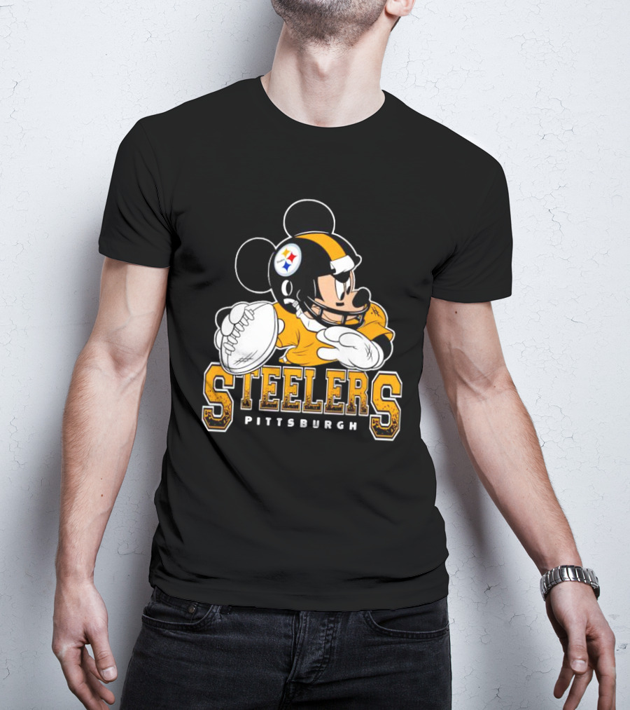 Pittsburgh Steelers Mickey Mouse NFL Football Quarterback T-Shirt