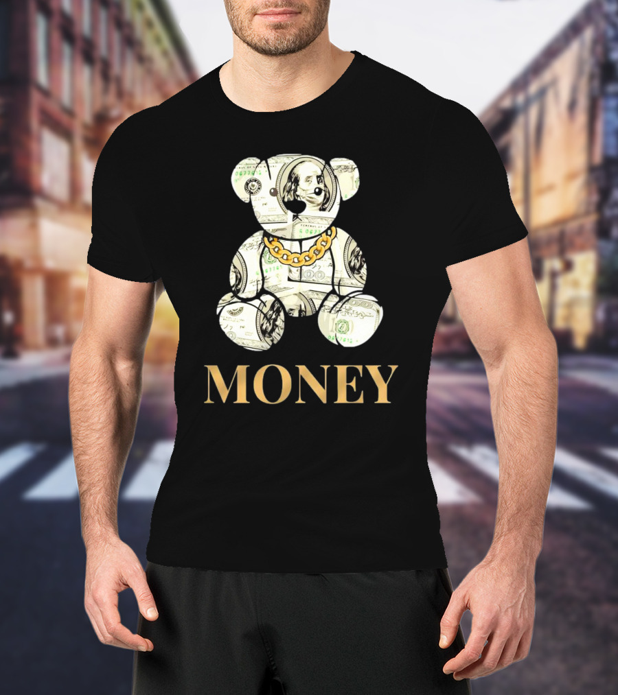 Money Dollar Bear With Gold Chain T-Shirt