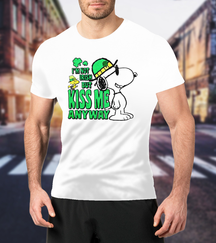 Snoopy Woodstock I'm Not Irish But Kiss Me Anyway St Patrick's Day T-Shirt