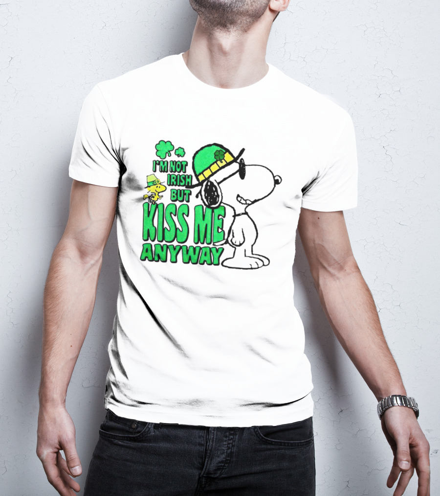 Snoopy Woodstock I'm Not Irish But Kiss Me Anyway St Patrick's Day T-Shirt