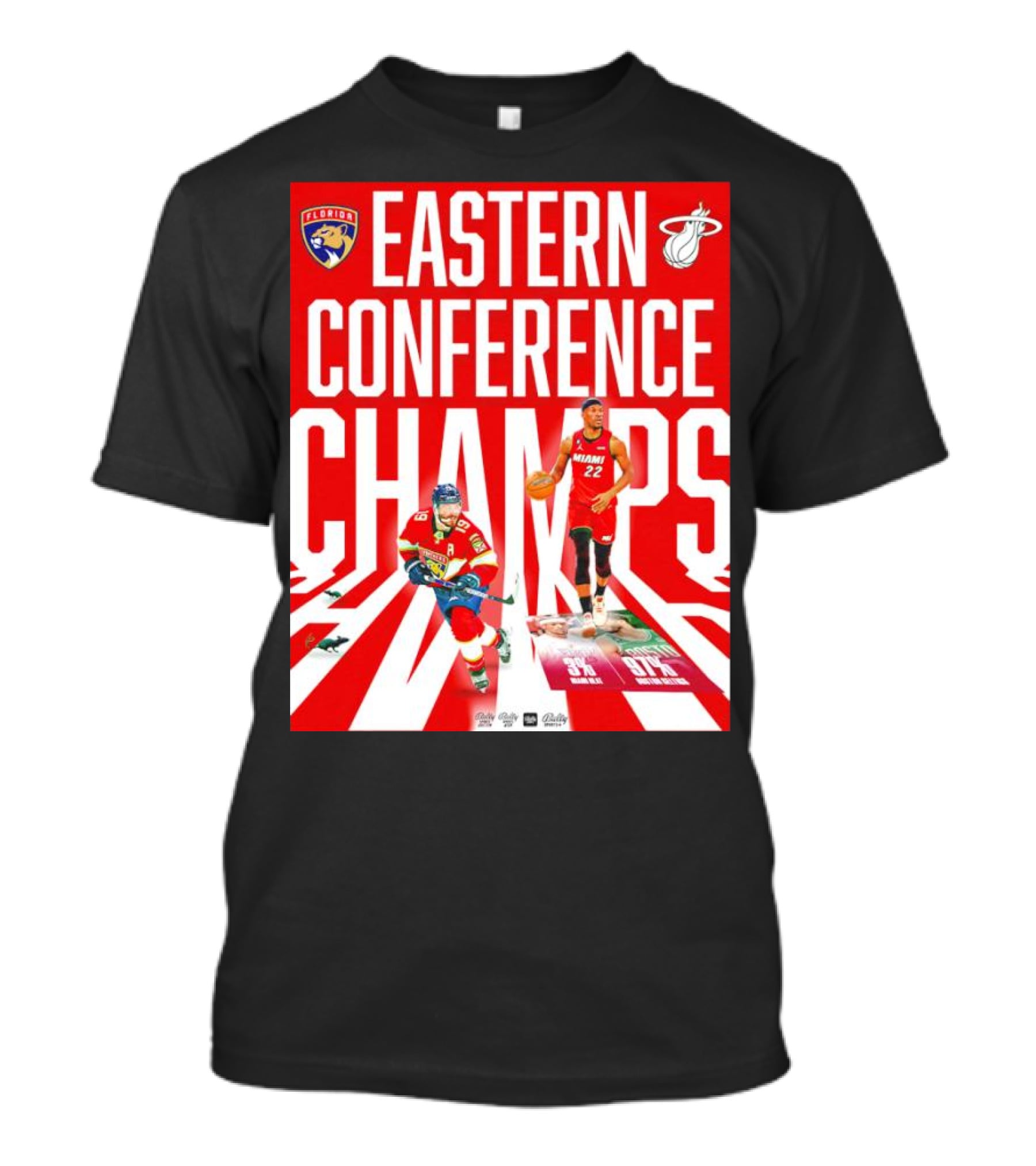 Florida Panthers And Miami Heat Eastern Conference Champs 91 Percent Win Rate T-Shirt