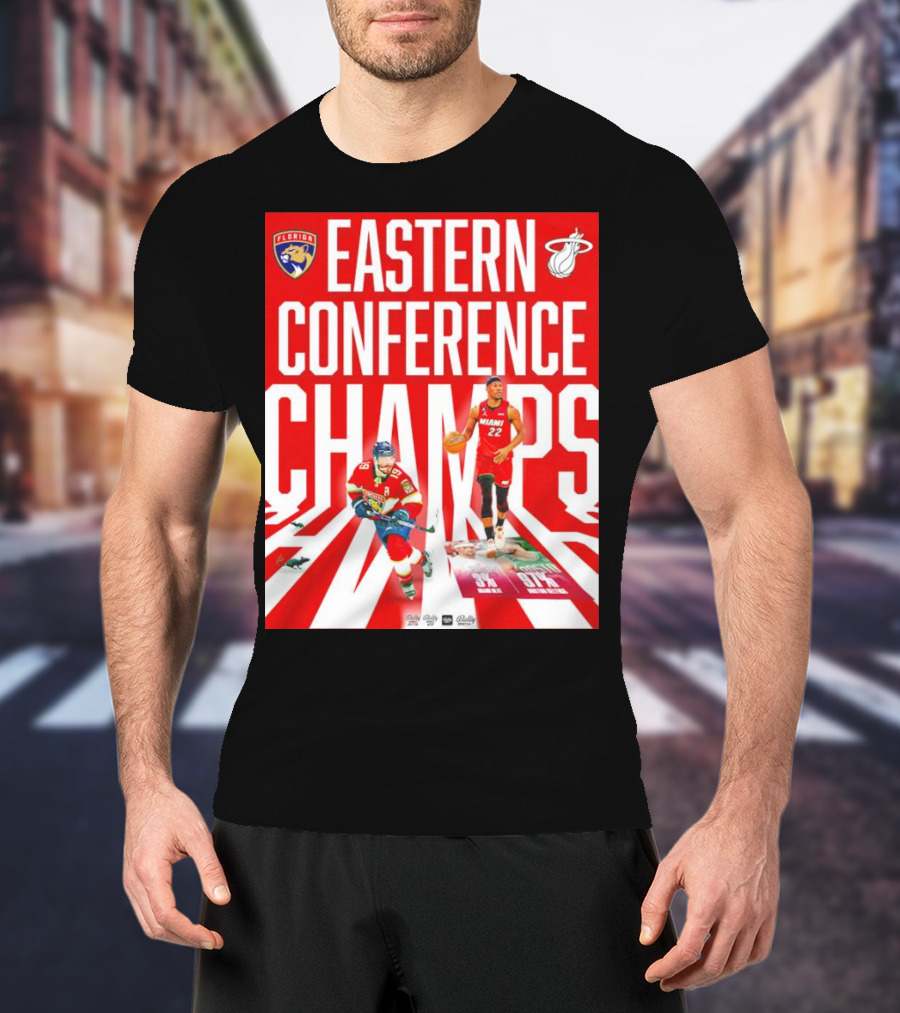 Florida Panthers And Miami Heat Eastern Conference Champs 91 Percent Win Rate T-Shirt