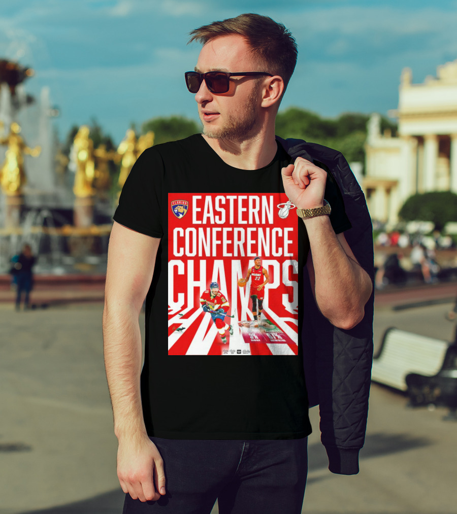 Florida Panthers And Miami Heat Eastern Conference Champs 91 Percent Win Rate T-Shirt