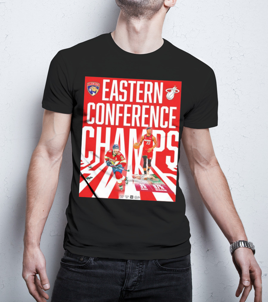 Florida Panthers And Miami Heat Eastern Conference Champs 91 Percent Win Rate T-Shirt