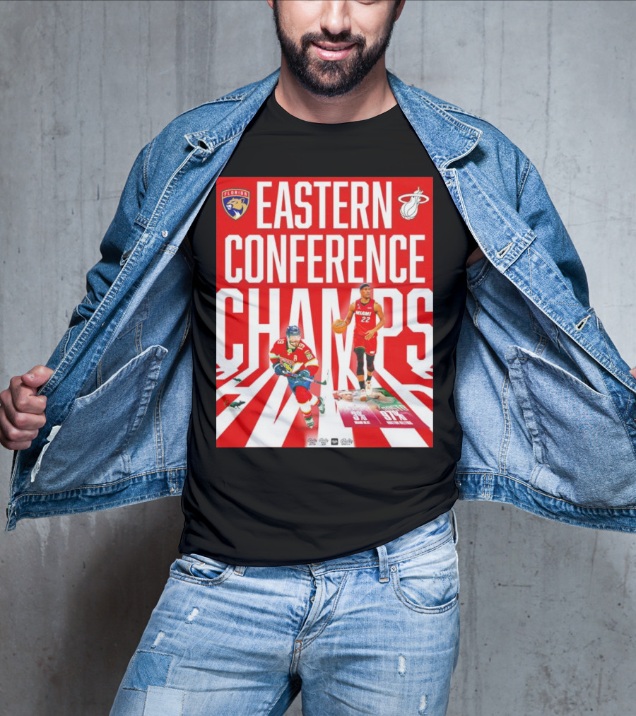 Florida Panthers And Miami Heat Eastern Conference Champs 91 Percent Win Rate T-Shirt