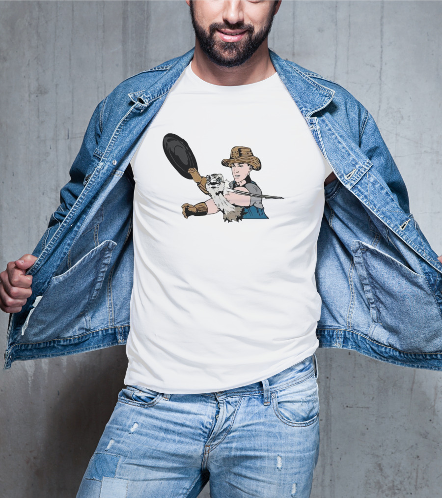 Urban Rescue Ranch Cowboy Kevin Smack With Raccoon Companion T-Shirt