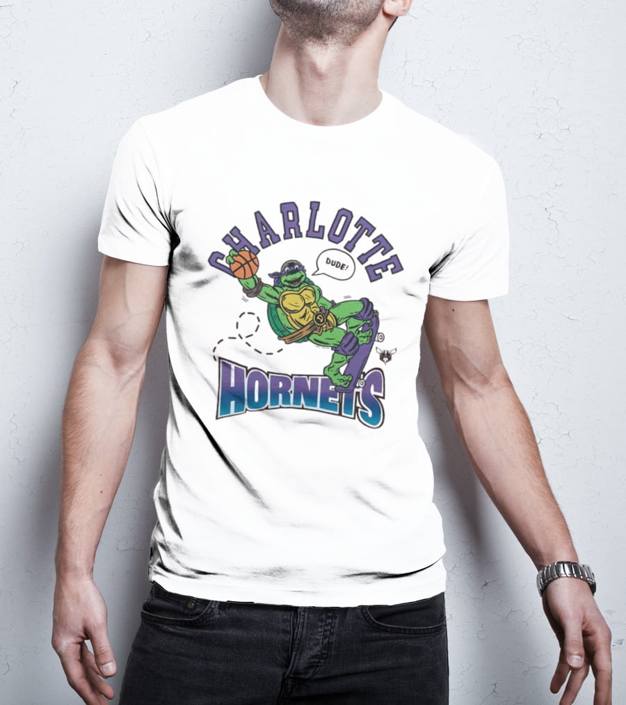 Charlotte Hornets Donatello Basketball Skateboard Dude T-Shirt