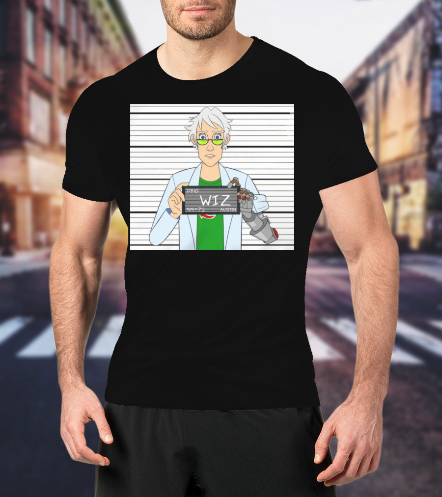 DB10 Wiz 919 72 Austin Scientist Character With Robotic Arm T-Shirt