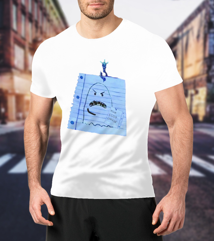 Ghost Holding Milk Eggs Cheese List On Notebook Paper T-Shirt
