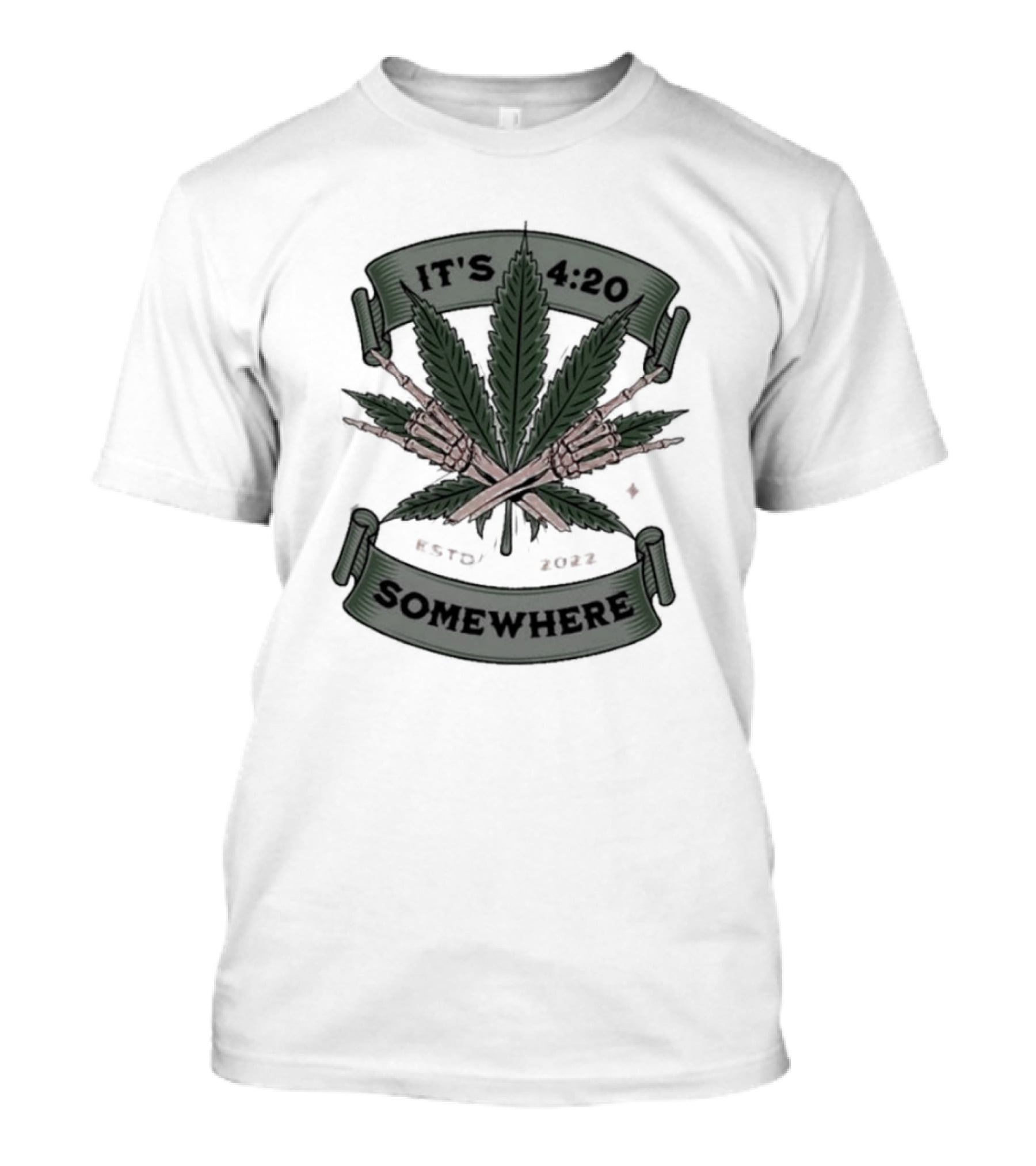 IT'S 4:20 SOMEWHERE WEED LEAVES CROSSED JOINTS T-Shirt