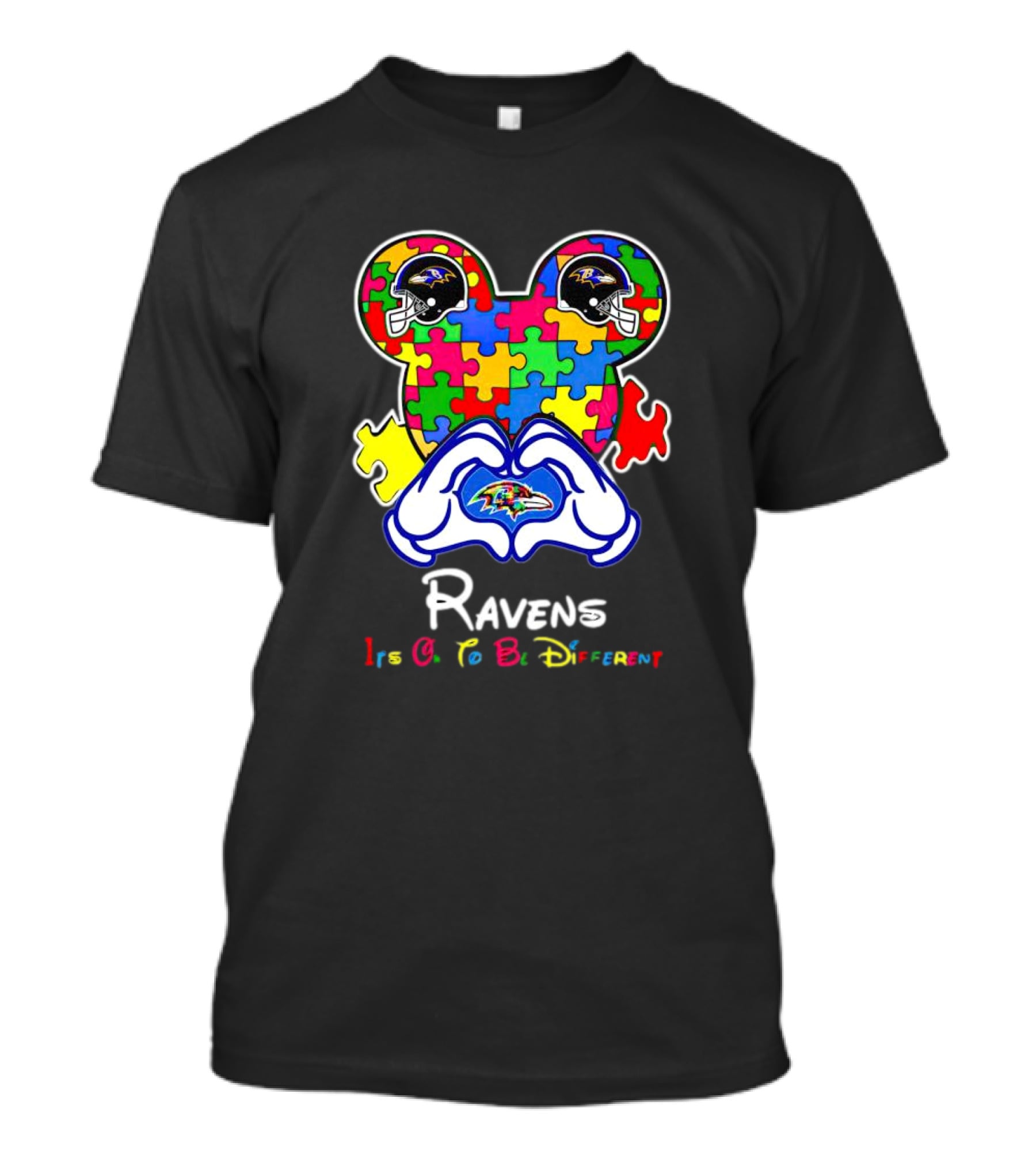 Ravens Autism Love It's Okay To Be Different Baltimore Ravens T-Shirt