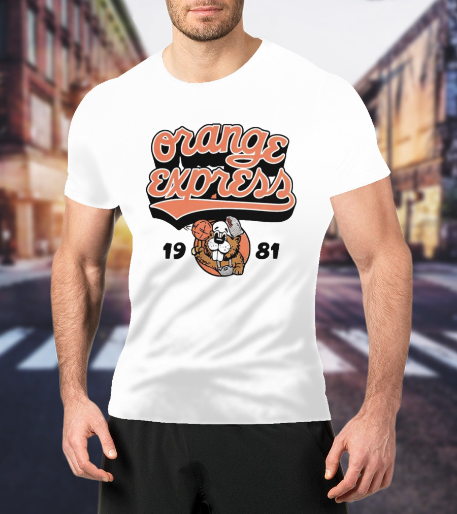 Orange Express 1981 OSU Basketball Beavers Cartoon T-Shirt