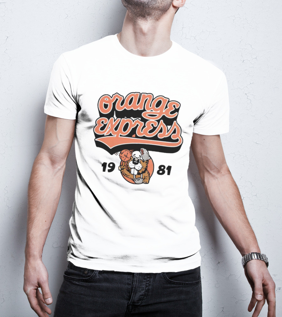 Orange Express 1981 OSU Basketball Beavers Cartoon T-Shirt