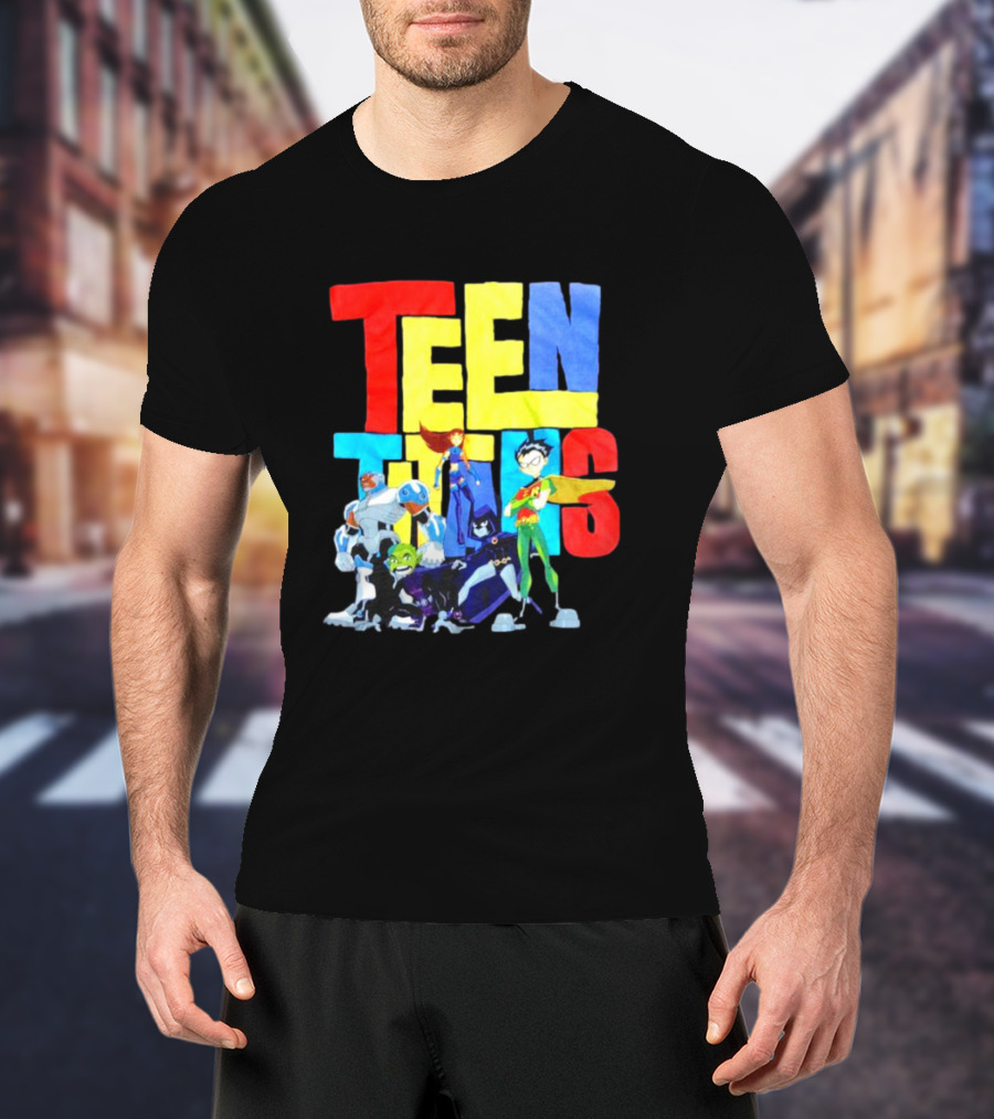 Teen Titans Cartoon Characters Group Pose T-Shirt