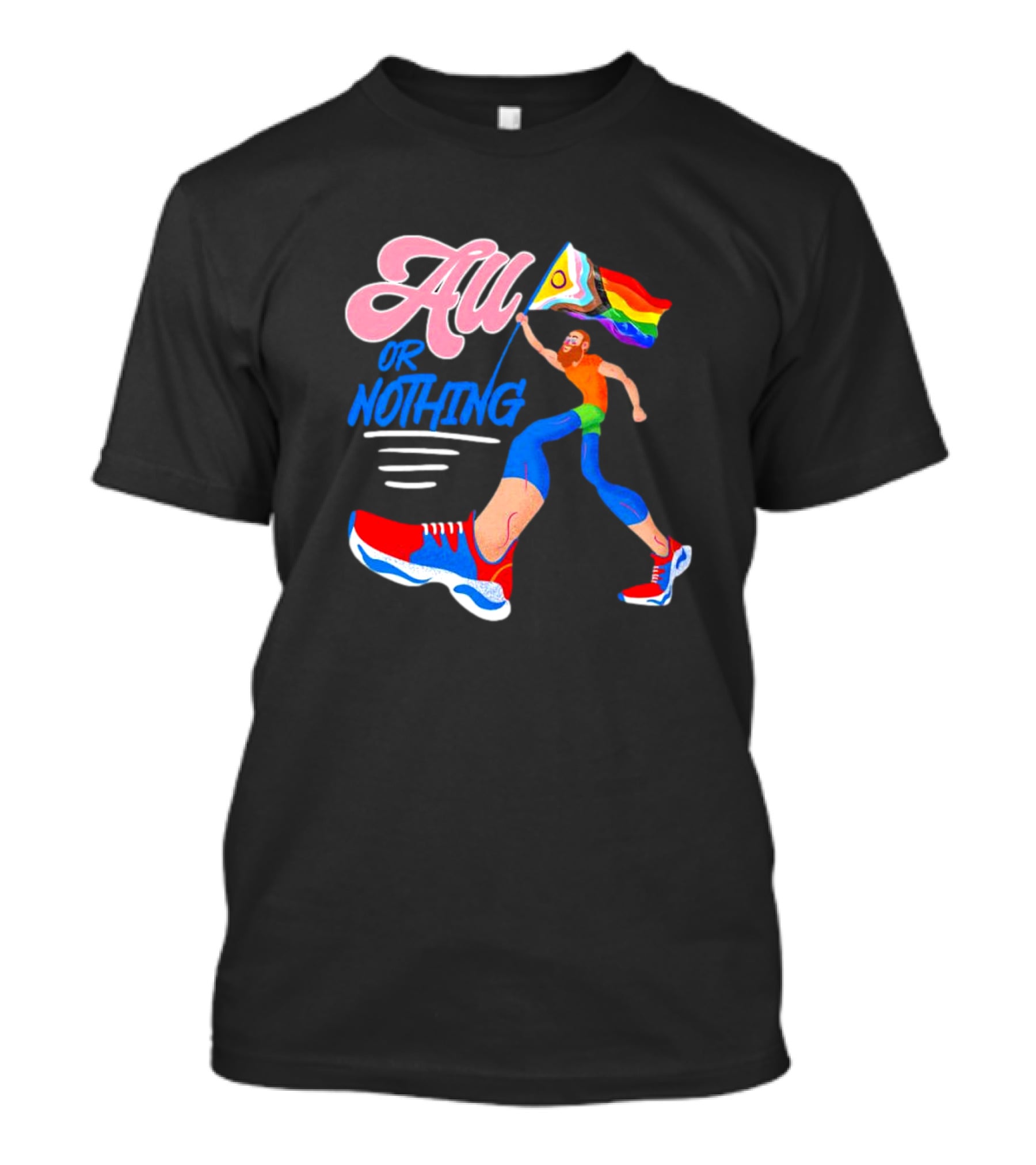 All Or Nothing Pride Flag Runner T-Shirt