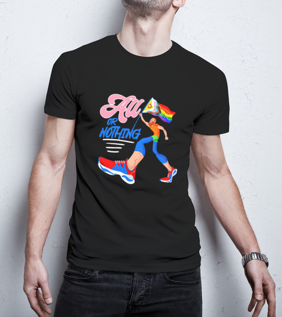 All Or Nothing Pride Flag Runner T-Shirt
