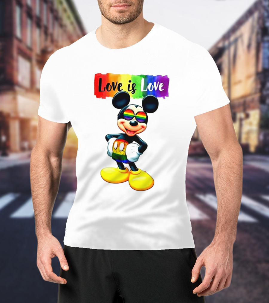 Mickey Mouse Love Is Love Rainbow Happy Pride T-Shirt
