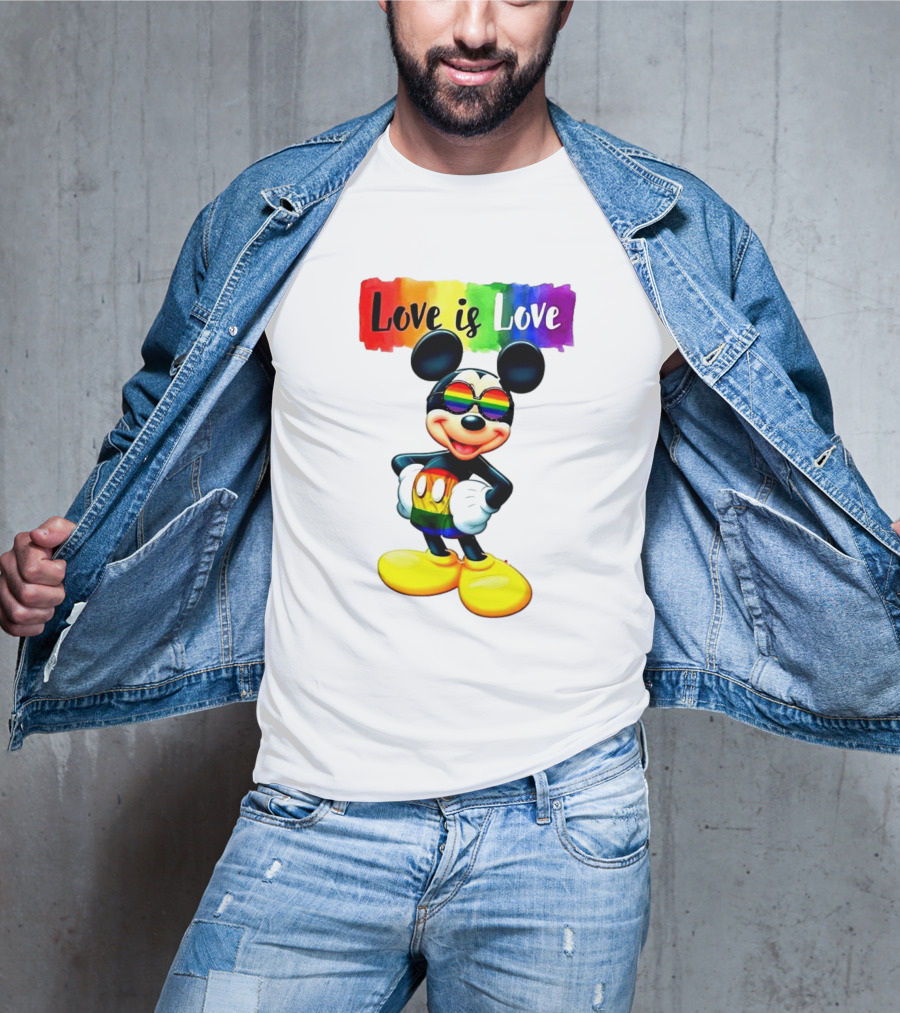 Mickey Mouse Love Is Love Rainbow Happy Pride T-Shirt