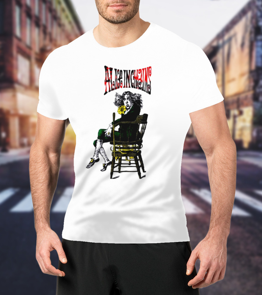 Alice In Chains Angry Chair Artwork With Striking Figure On Dark Background 1992 T-Shirt