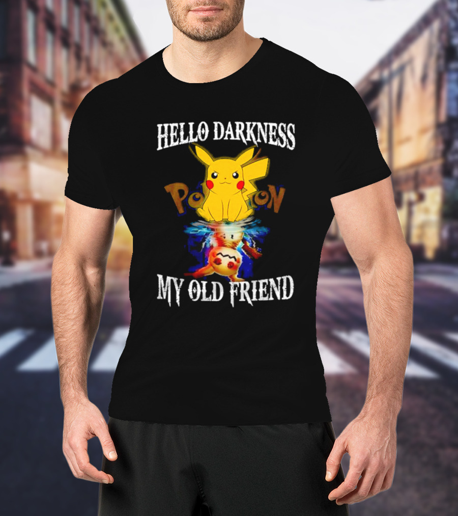 Pikachu Hello Darkness My Old Friend Reflective Mimikyu Pokedex T-Shirt