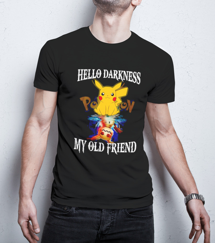 Pikachu Hello Darkness My Old Friend Reflective Mimikyu Pokedex T-Shirt