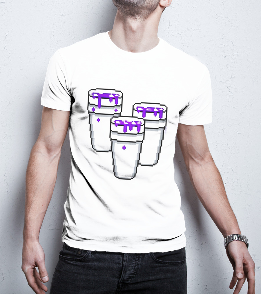 Purple Drank Three Pixelated Cups T-Shirt