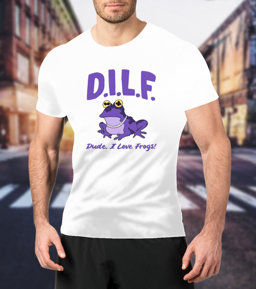 TCU Horned Frogs DILF Dude I Love Frogs Purple Cartoon Frog T-Shirt