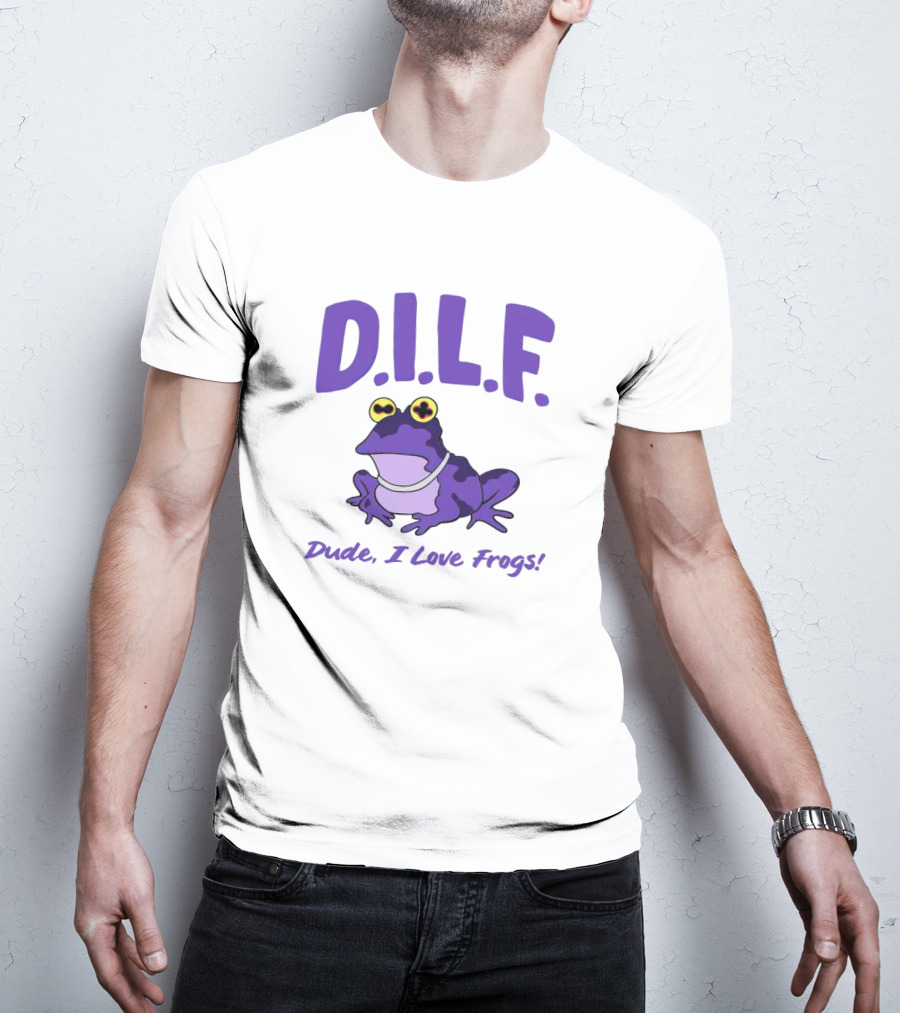 TCU Horned Frogs DILF Dude I Love Frogs Purple Cartoon Frog T-Shirt