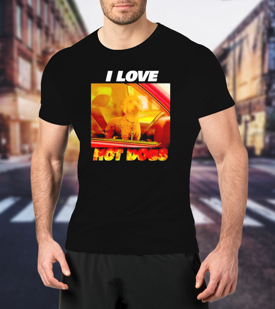 I Love Hot Dogs Dog In Car T-Shirt