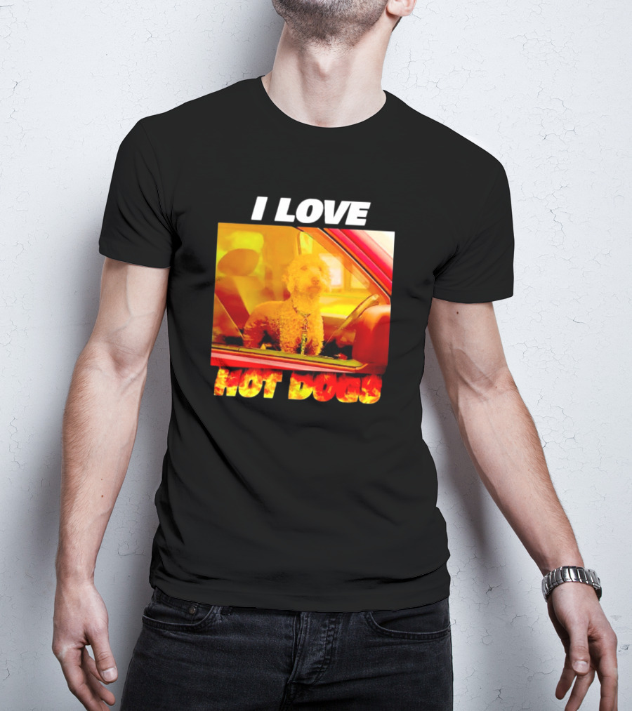 I Love Hot Dogs Dog In Car T-Shirt