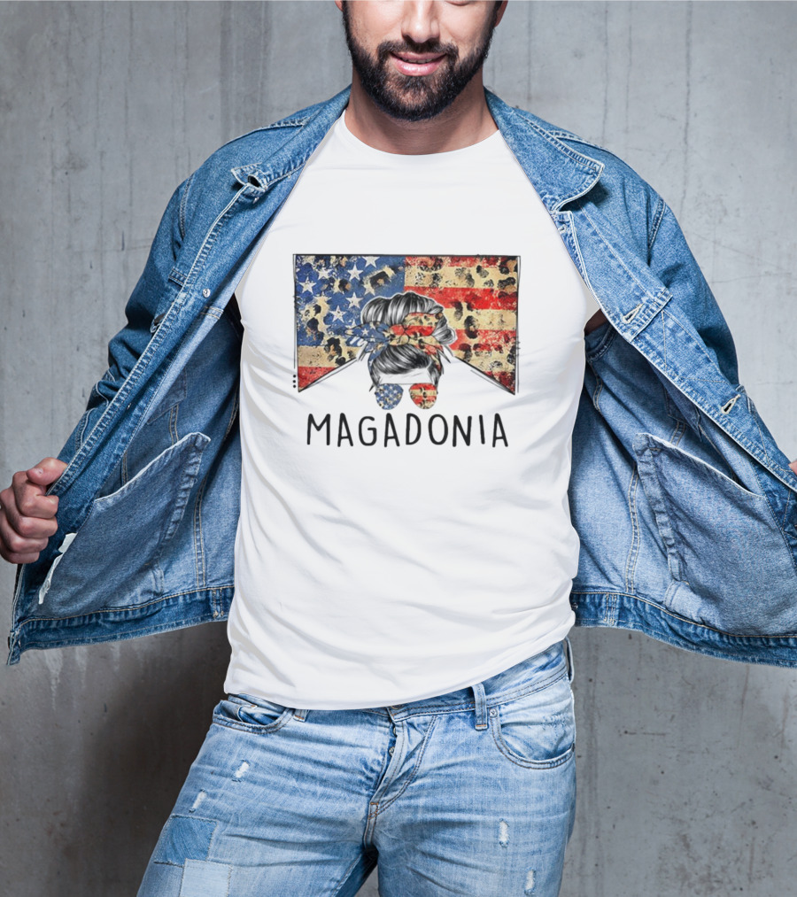 Messy Bun American Flag Magadonia T-Shirt