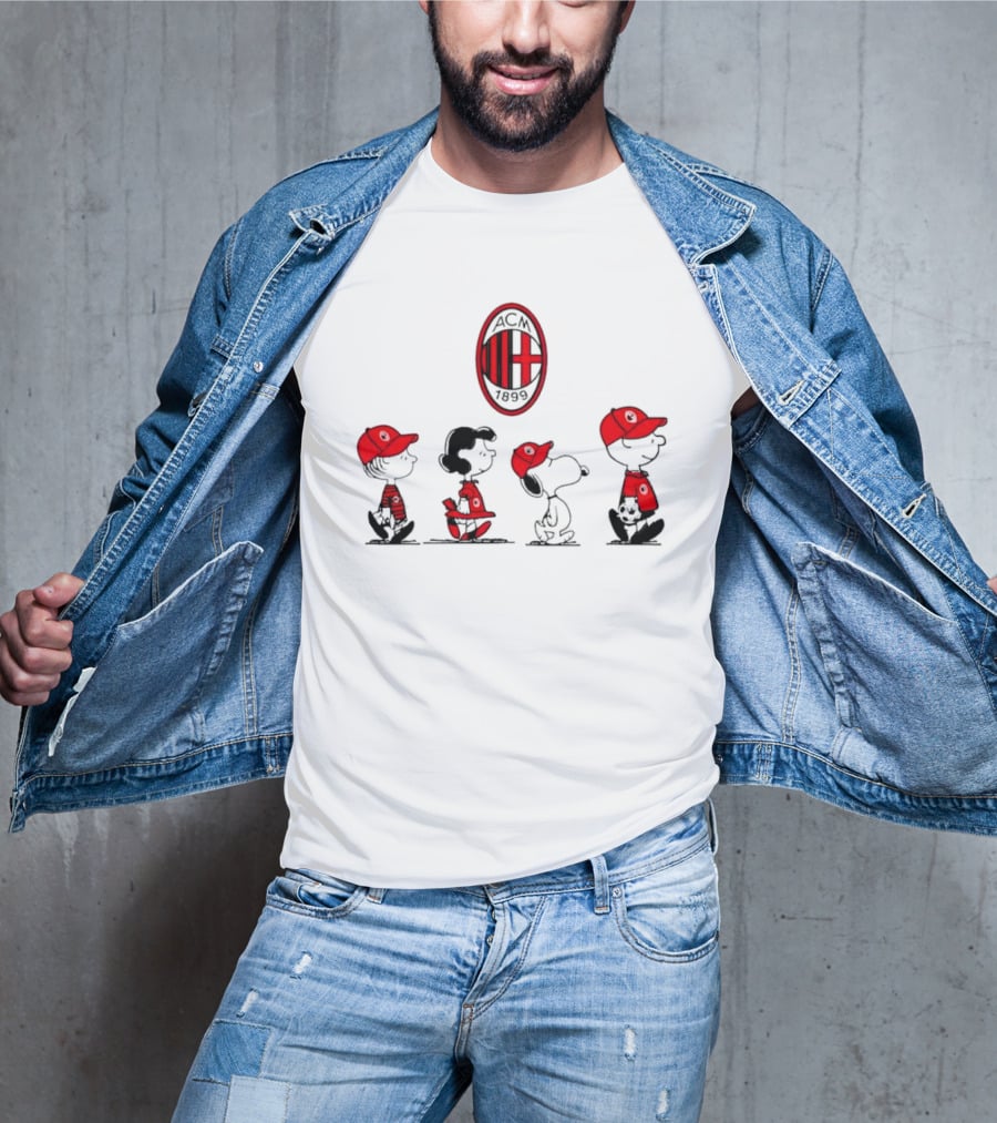 AC Milan FC Peanuts Snoopy Characters Walking T-Shirt
