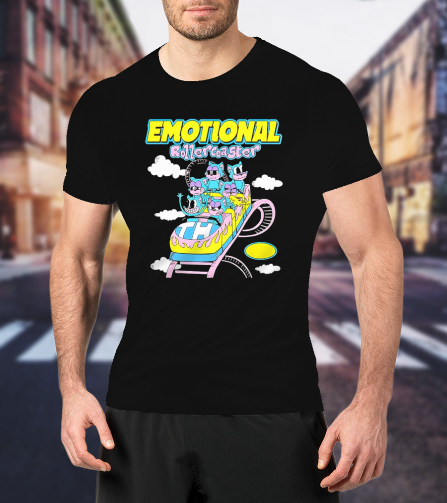 Emotional Rollercoaster Cartoon Characters On Amusement Ride T-Shirt