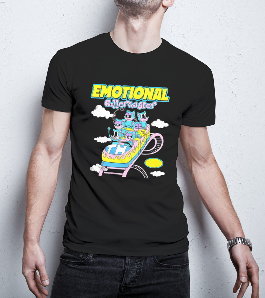 Emotional Rollercoaster Cartoon Characters On Amusement Ride T-Shirt