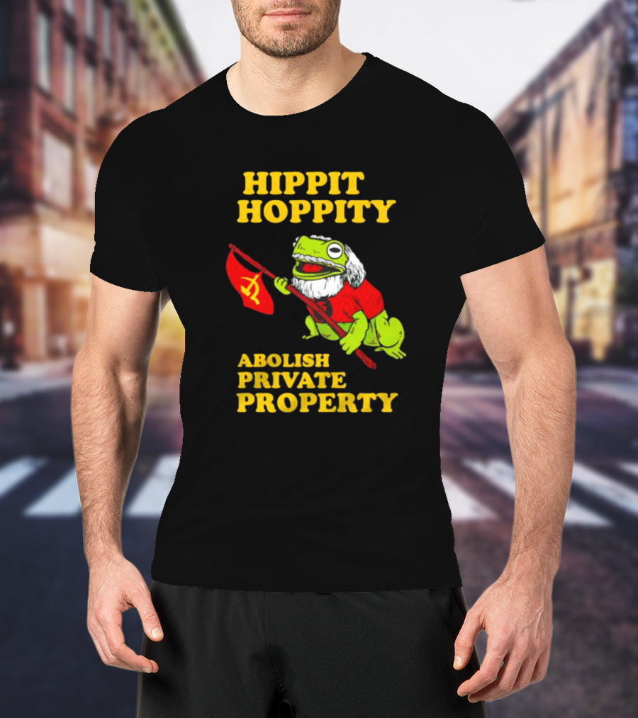 Hippity Hoppity Abolish Private Property Frogs Communist Flag T-Shirt