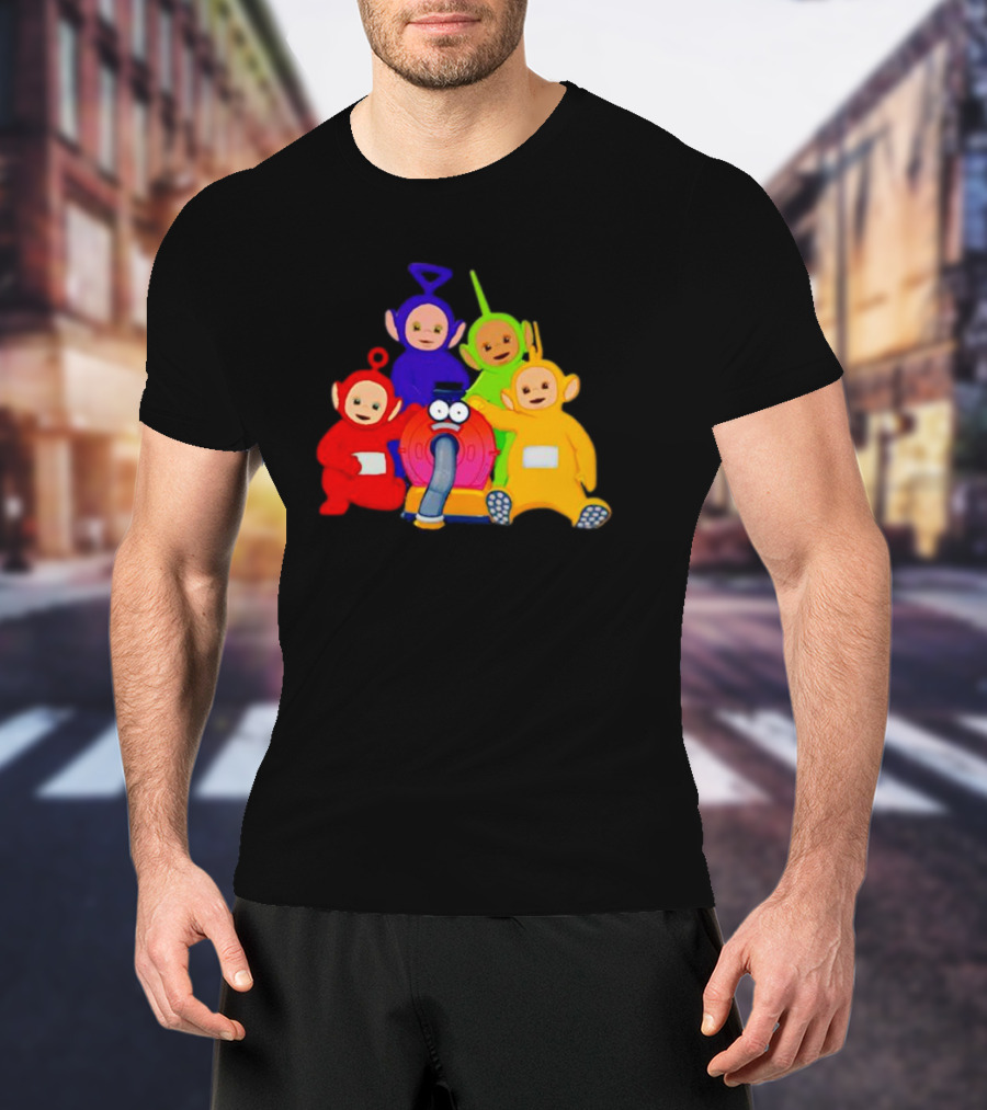 Teletubbies Characters And Noo-Noo Vacuum Clean Identical Four Cartoon Puppets T-Shirt